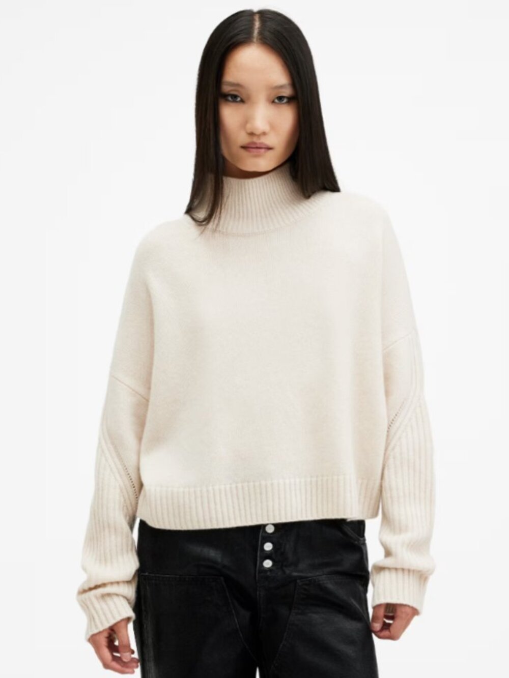 ALLSAINTS Ines Cashmere Sweater Ivory White Size S